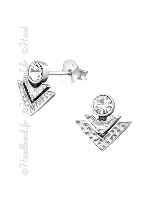 Boucles géométriques effet martelé en argent