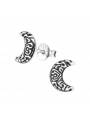 Boucles puces lune motifs ethniques en argent