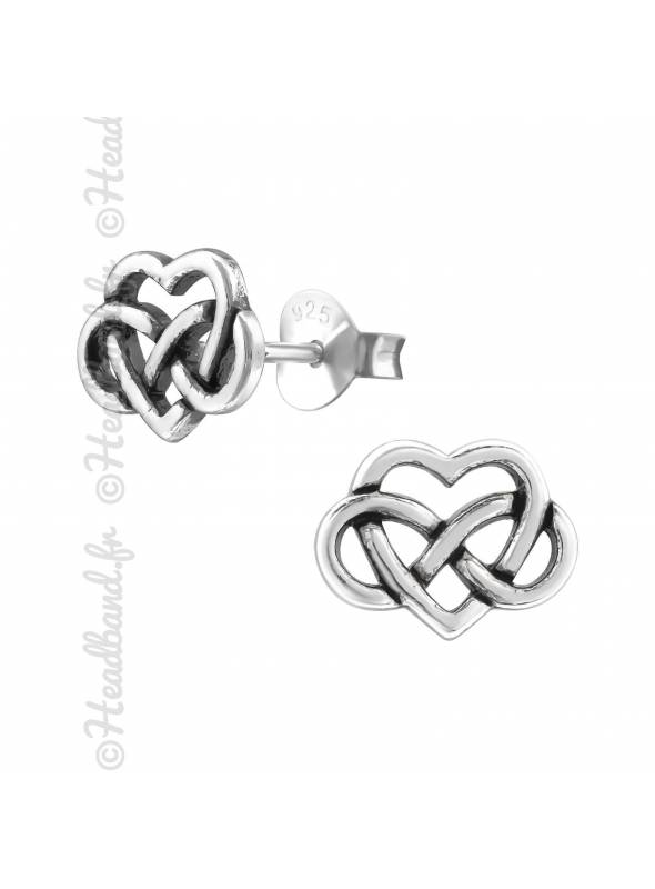 Clous d'oreilles coeur celte en argent