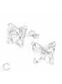 Clous d'oreilles grand papillon avec cristal Swarovski blanc