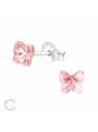 Boucles puces papillon 5 mm avec cristal Swarovski rose