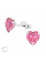 Clous d'oreilles cristal coeur Swarovski rose foncé