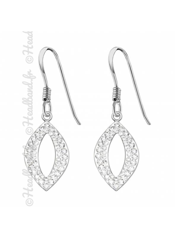 Boucles d'oreilles marquise strass blanc en argent