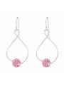 Boucles d'oreilles boule rose cristaux en argent