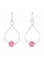 Boucles d'oreilles boule rose cristaux en argent