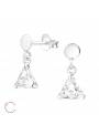 Boucles d'oreilles triangle suspendu avec cristal Swarovski blanc