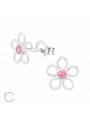 Clous d'oreilles fleur avec cristal Swarovski rose clair