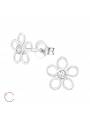 Clous d'oreilles fleur avec cristal Swarovski blanc