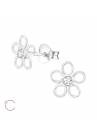 Clous d'oreilles fleur avec cristal Swarovski blanc