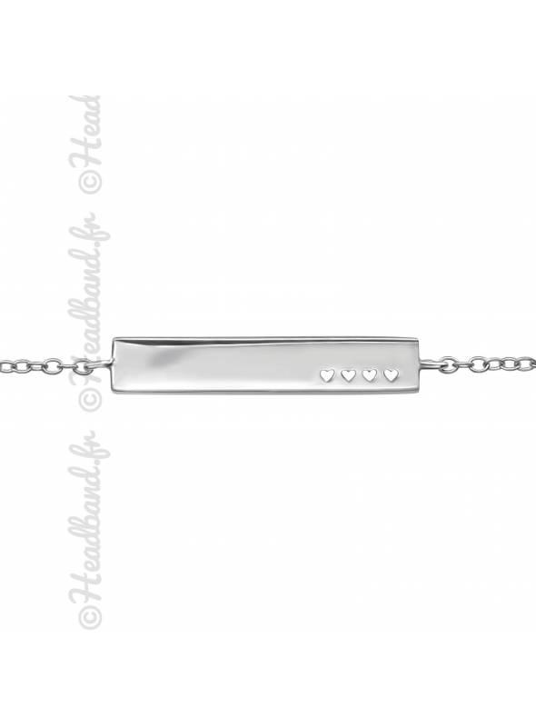 Bracelet barre cristaux coeur argent 925