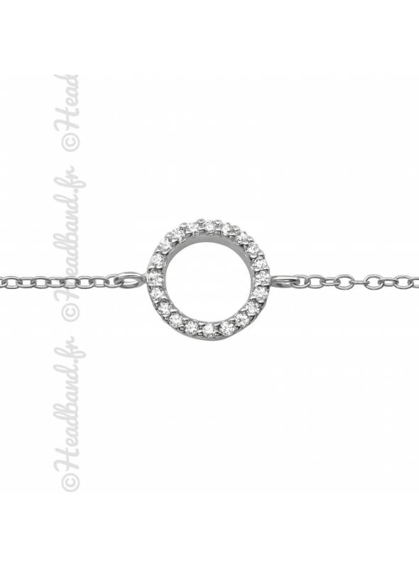 Bracelet rond pavage cristaux argent 925
