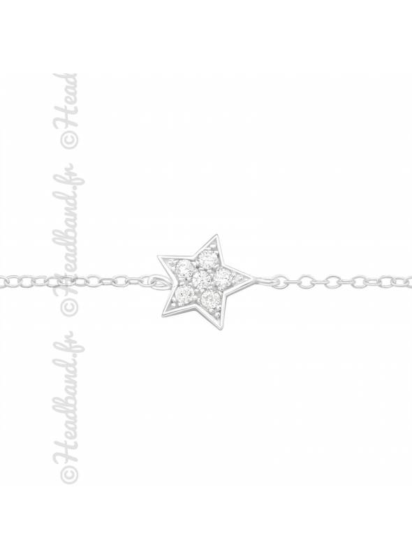 Bracelet motif étoile zirconium en argent 925