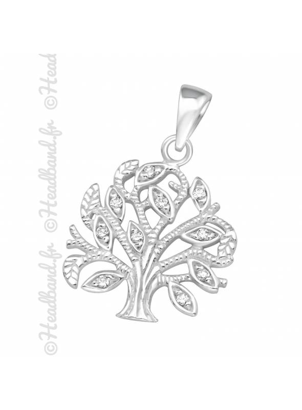 Pendentif arbre de vie strass argent 925