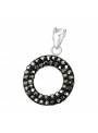 Pendentif cercle strass hematite argent 925