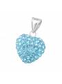 Pendentif coeur boule strass bleu argent 925