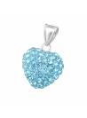 Pendentif coeur boule strass bleu argent 925