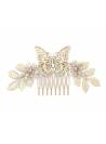 Peigne mariage papillon glitter doré