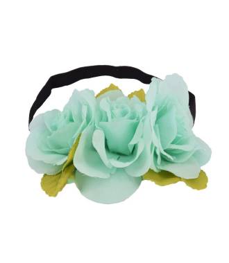 Bandeau maxi-fleurs couronne turquoise