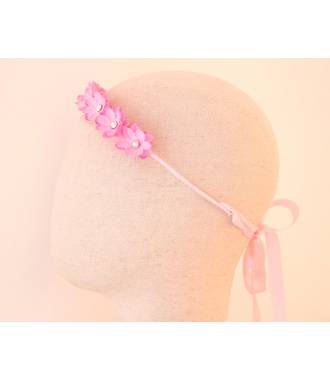 Serre-tête fille fleurs mariage rose