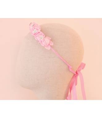 Serre-tête fille cérémonie fleurs rose