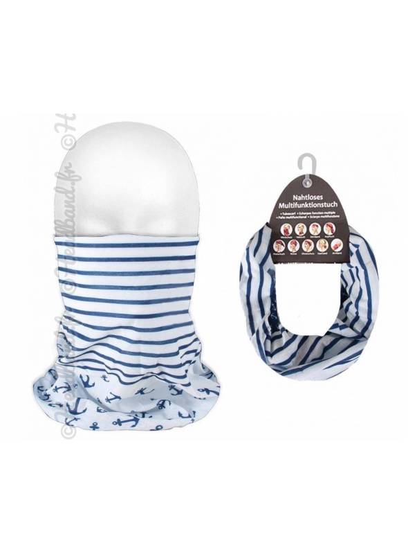 Headband trail unisexe rayé ancre marine bleu