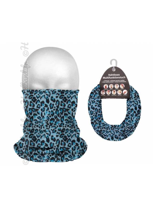 Bandeau multifonction sport leopard bleu