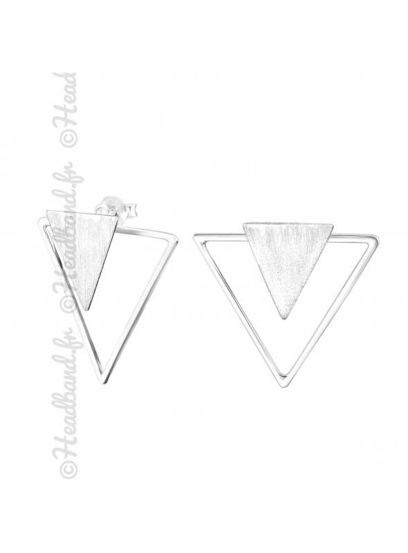 Boucles puces triangle double en argent
