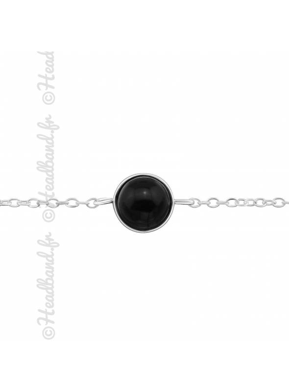 Bracelet rond pierre onyx en argent 925