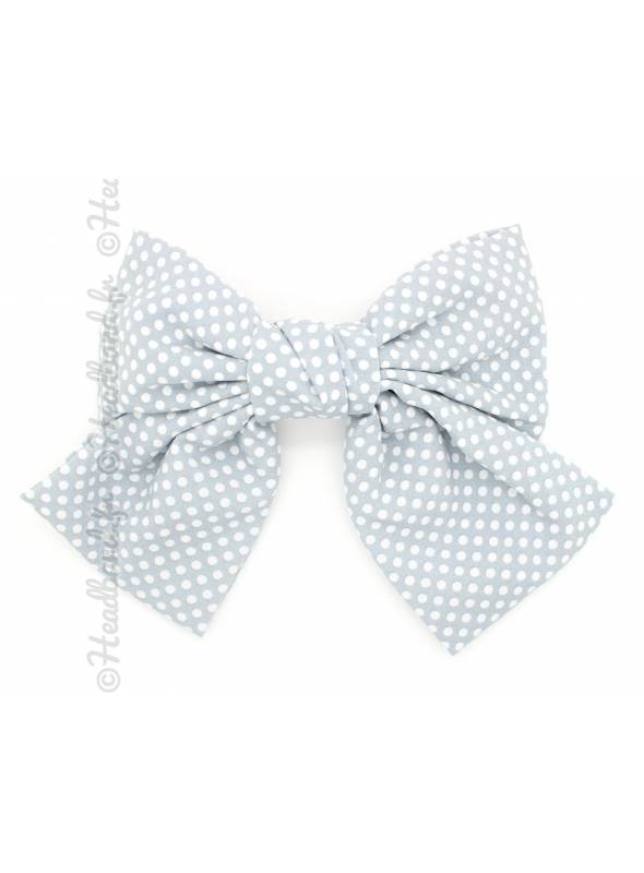 Maxi-barrette cheveux noeud à pois bleu ciel