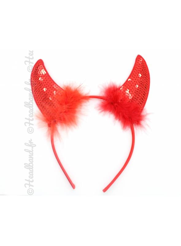 Serre-tête corne diable rouge sequins