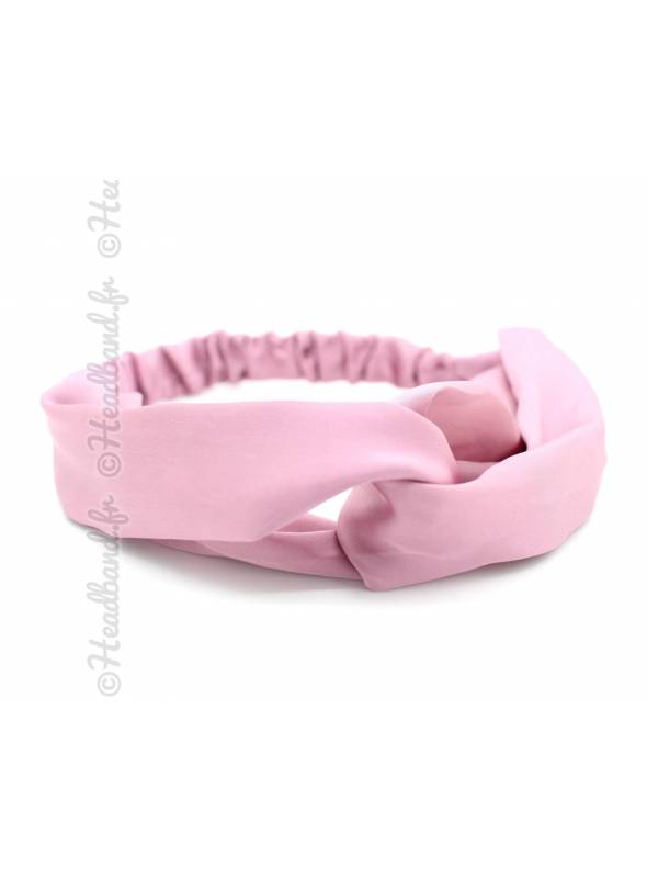 Headband turban rose uni en satin