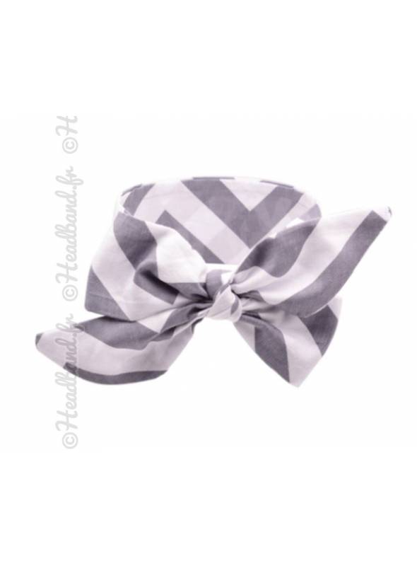 Bandeau noeud enfant à chevrons gris