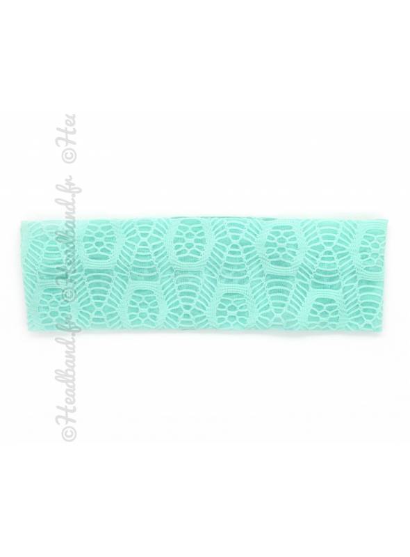 Bandeau large effet macramé vert d'eau