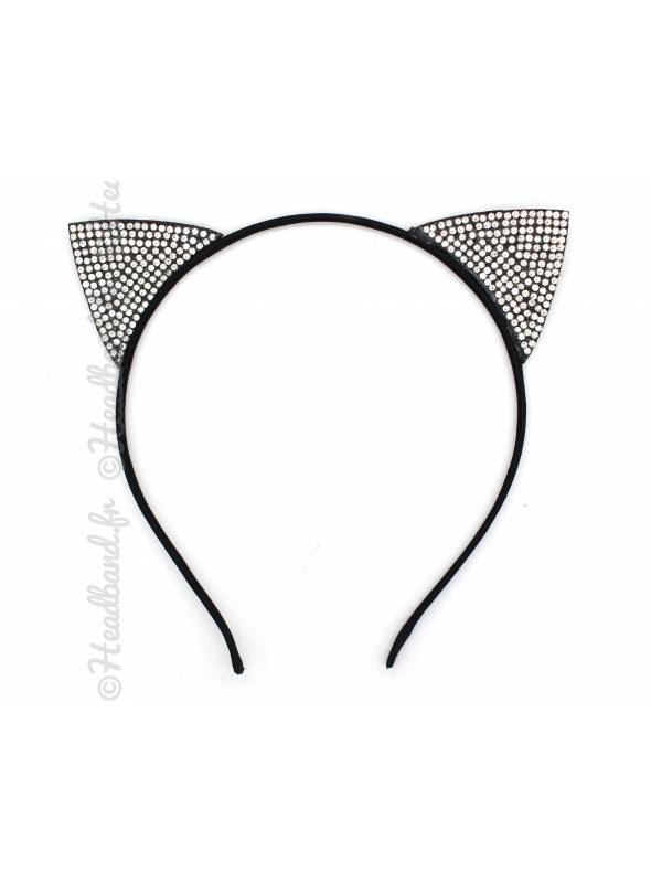 Serre-tête oreilles de chat strass
