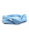 Headband croisé rayé bleu ciel