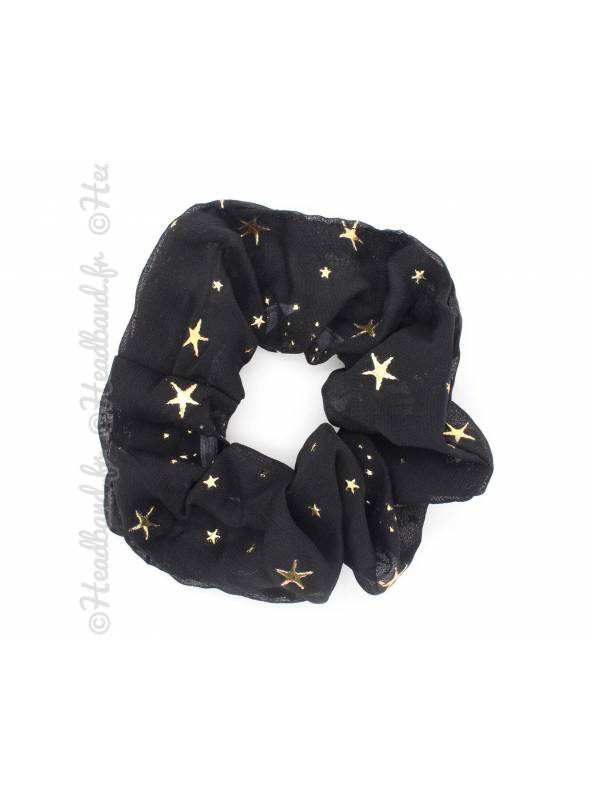 Chouchou mousseline étoile noir