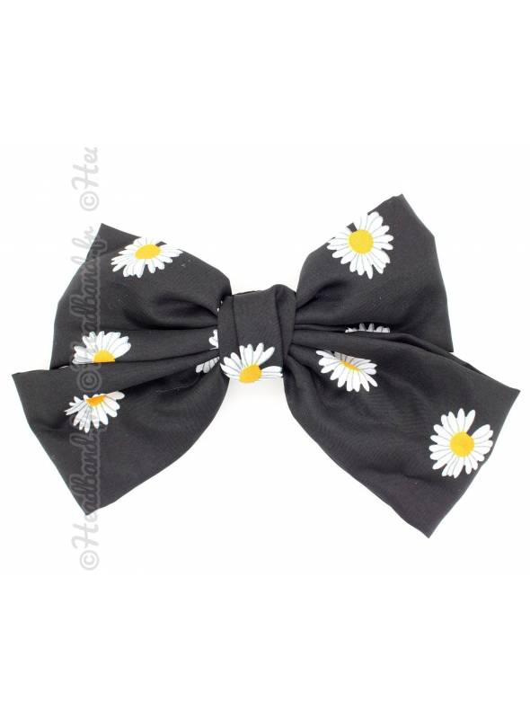 Pince ruban marguerites noir