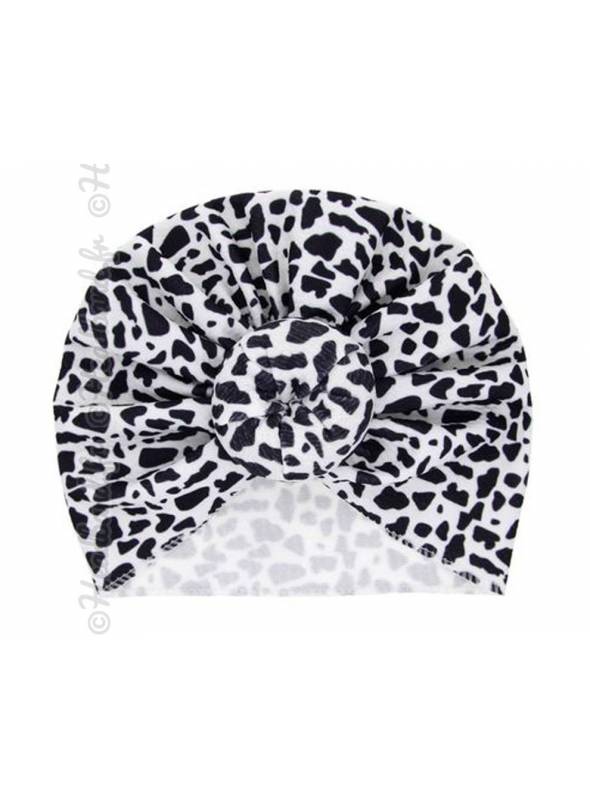 Turban motif vache noir et blanc