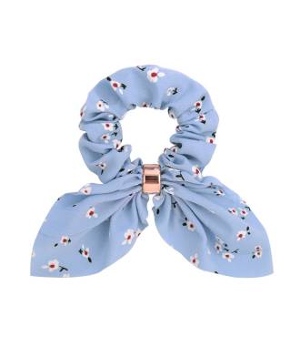 Chouchou cheveux petites fleurs bleu ciel