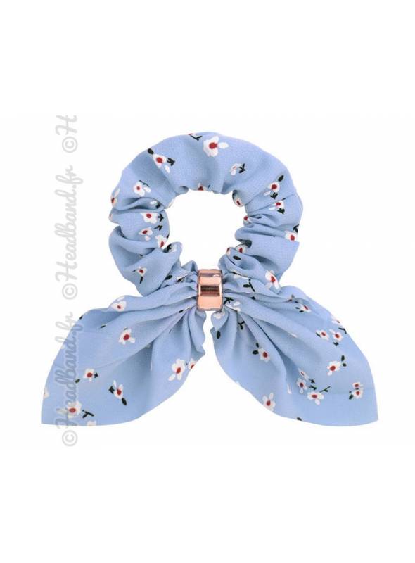 Chouchou petites fleur bleu ciel