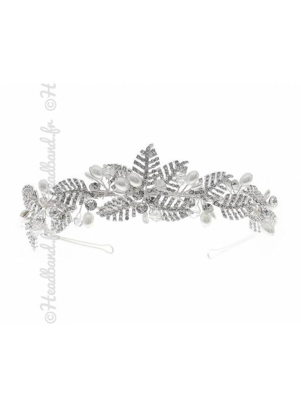 Serre-tête feuilles cristaux Eléonore