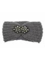 Headband tricot fleur perles gris