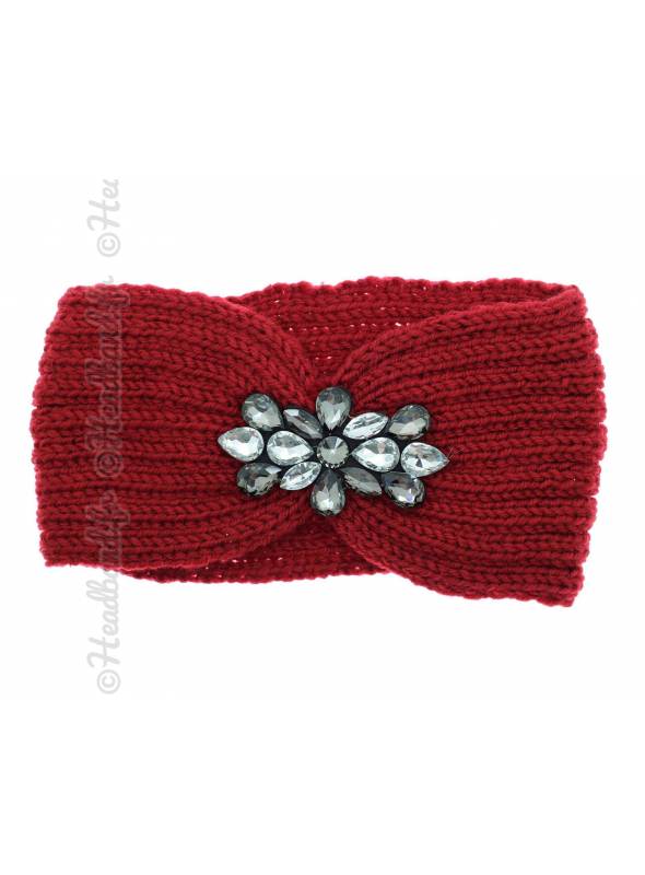 Turban chaud maille strass rouge