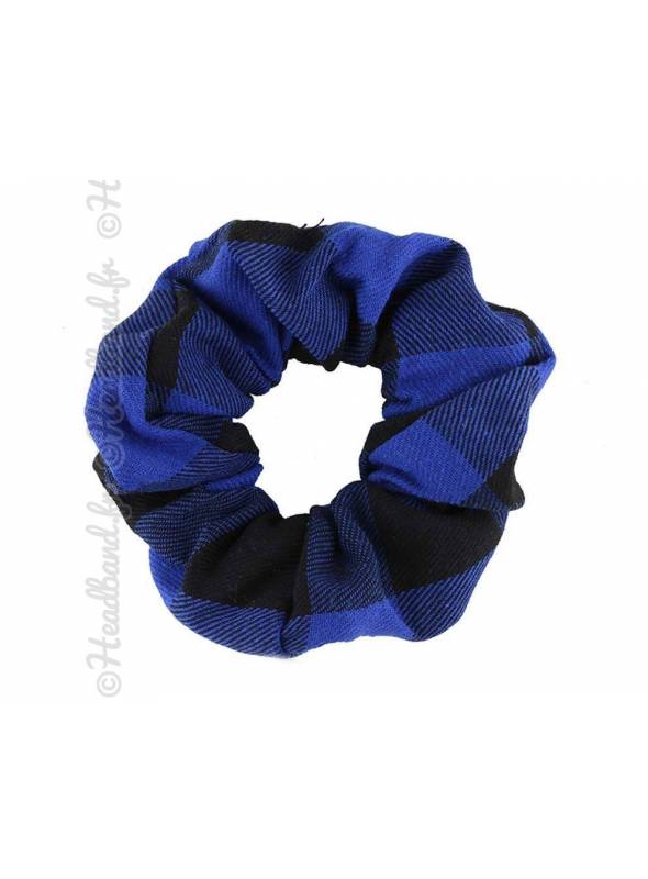 Chouchou carreaux bleu et noir