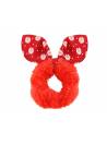 Chouchou fourrure fille fleur rouge