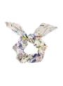 Chouchou textile noeud fleur beige violet