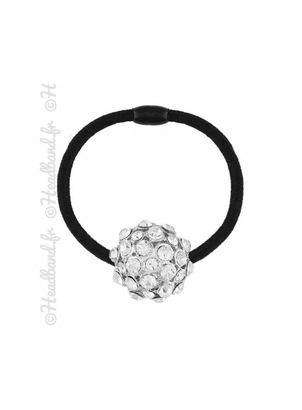 Elastique boule strass argenté