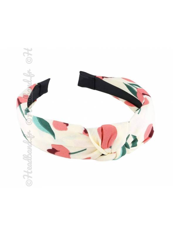 Serre-tête pincé tulipe crème