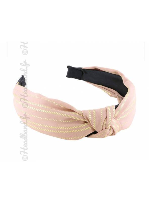 Serre-tête turban bleu rayures doré