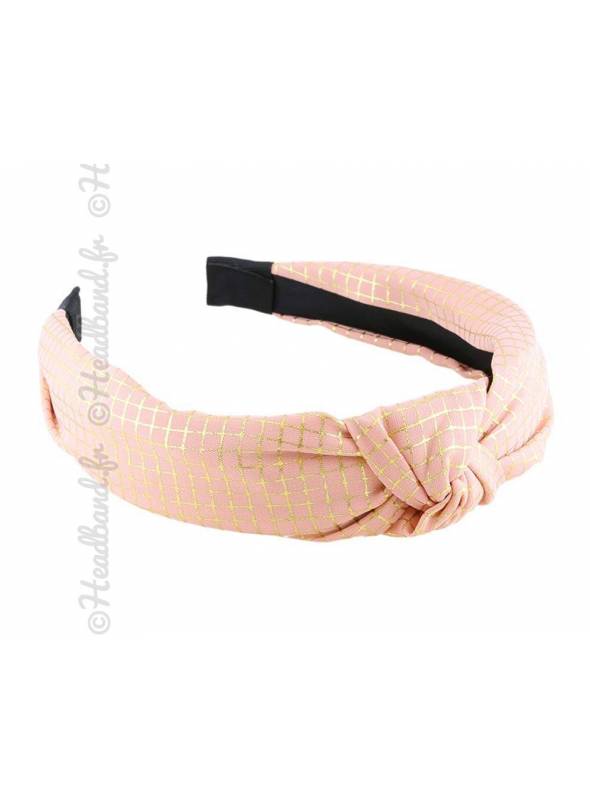 Serre-tête rose carreaux doré